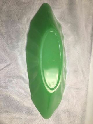 Early Fenton Jade Green Translucent Art Glass,  Boat Shaped Console Bowl,  Rare 4