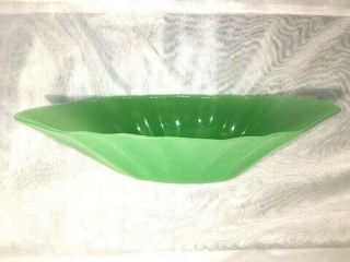 Early Fenton Jade Green Translucent Art Glass,  Boat Shaped Console Bowl,  Rare 6