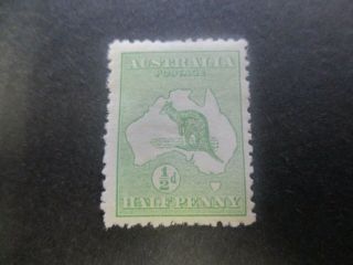 Kangaroo Stamps: 1/2d Green 1st Watermark - Rare (g141)