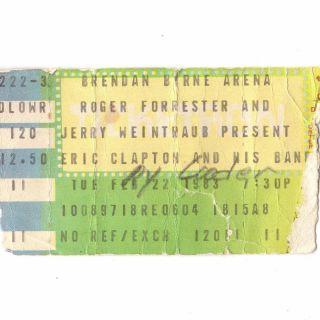Eric Clapton & Ry Cooder Concert Ticket Stub Nj 2/22/83 Money & Cigarettes Rare