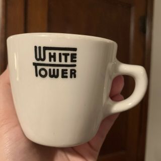 Vintage White Tower Homer Laughlin Hamburger Restaurant Ware Coffee Mug Cup Rare