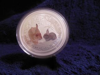 2011 Lunar Year Of The Rabbit Colored 1 Oz.  999 Silver (rare)