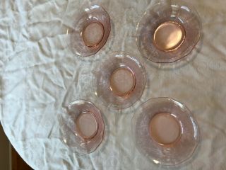 Rare Fostoria Pink June Glass 5 " Dessert Bowls (5)