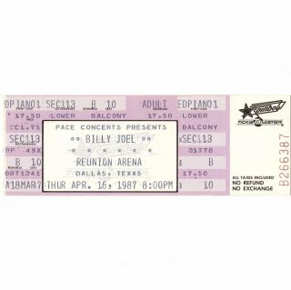 Billy Joel Full Concert Ticket Stub Dallas Texas 4/16/87 Reunion The Bridge Rare