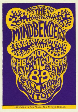 Rare 1966 Bill Graham Fillmore Mindbenders Postcard Bg16 Wes Wilson