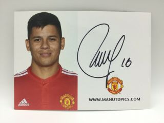Rare 2017/18 Marcos Rojo Manchester United Signed Club Card,  Autograph