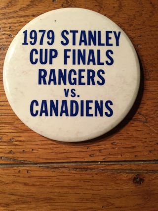 1979 Nhl York Rangers Stanley Cup Finals 3.  5 " Pin - Back Button Rare