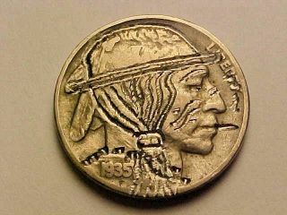 Rare - 1935 - Hand Engraved - Hobo Nickel Buffalo - Highly Collectible Signed