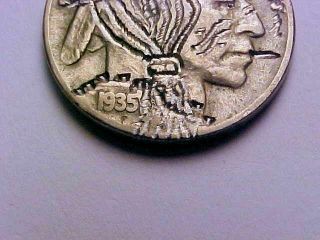 RARE - 1935 - Hand Engraved - HOBO NICKEL Buffalo - Highly collectible SIGNED 2