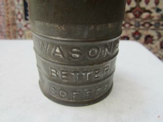 RARE VINTAGE OLD ' WASON ' S BETTER COFFEE ' TIN w LID.  EMPTY 4 TBSP.  COLLECTIBLE. 3