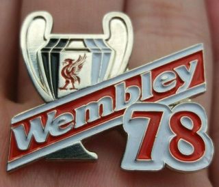 Liverpool Fc Wembley 78 European Cup Silver White & Red Rare Pin Badge Vgc