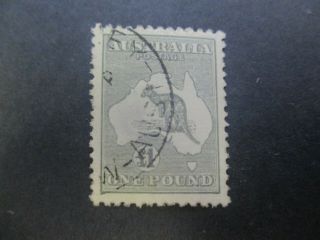 Kangaroo Stamps: £1 Grey 3rd Watermark - Rare (g258)