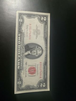 Rare 1963 2 Dollar Bill Red Seal Historical