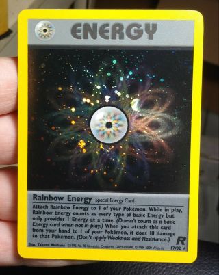 Old Wotc Vintage Pokemon Card Team Rocket Rare Holo Rainbow Energy 17/82 Nm/m