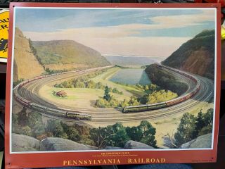 Rare Dynamic Progress Pennsylvania Railroad Trains Tin Sign Wall Art