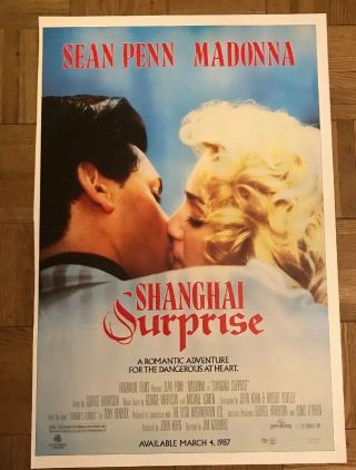 Rare “shanghai Surprise” 27x41 Vhs Movie Release Poster Sean Penn & Madonna
