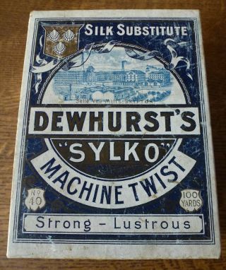 Vintage Dewhurst Sylko Thread Box Rare Printed Internal Paper Display