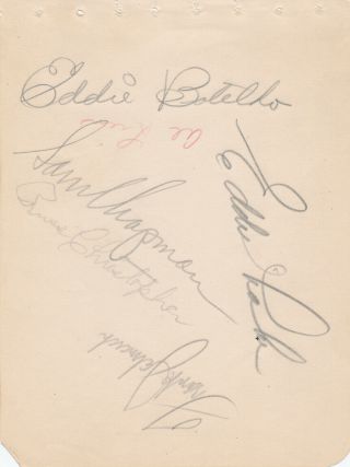Circa 1941 Vintage Album Page Signed By 6 Including Russ Christopher Rare