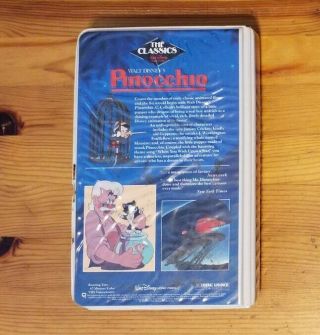 Rare VHS Walt Disney Pinocchio Early Black Diamond Classics Clamshell Case 2