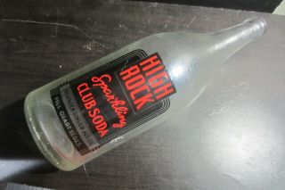 Rare Glossy Acl Soda Bottle / Vintage / High Rock Club Soda / 1949 / 32 Oz.