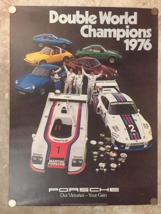 1976 Porsche 935 936 Double World Champion Showroom Advertising Poster Rare Vg