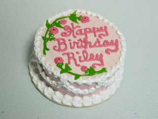 Rare Happy Birthday Riley Cake For 8 " Kish Zsu Zse Tulah & Tiny Bjd Tinies