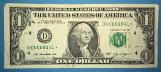 2013 D Series $1 One Dollar Bill Rare Fancy Low Serial Star Note FRN US Cool 2
