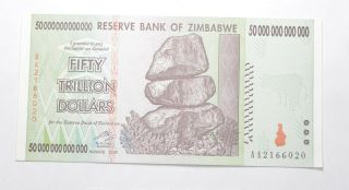 Rare 2008 50 Trillion Dollar - Zimbabwe - Uncirculated Note - 100 Series 306