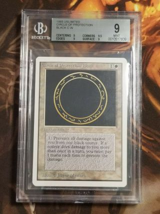 1993 Magic The Gathering Mtg Unlimited Circle Of Protection Black Bgs 9.  0