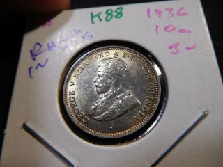 K88 British Honduras 1936 10 Cents Bu Rare This