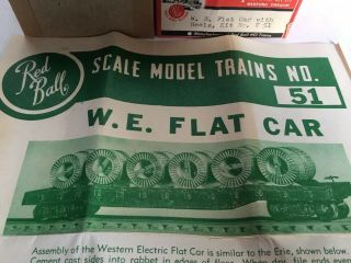 Rare Red Ball Scale Models Ho Model Trains Train Kit W.  E Flat Car W/ Reels T51