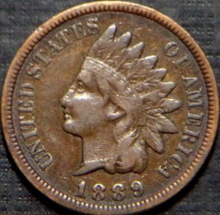 Rare 1889 Indian Head Cent Full Liberty With Diamond In Rich Brown Cond Lqqk