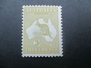 Kangaroo Stamps: 3d Olive 3rd Watermark - Rare (d311)