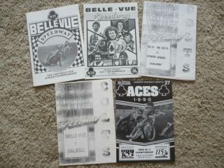 5 X Rare Belle Vue Junior And Training Match Speedway Programmes 1982 - 1990