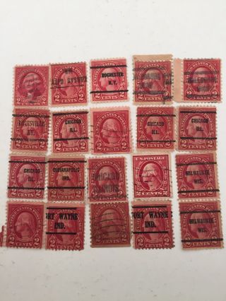 20 Rare Washington 2 Cent Stamps,  3 Varieties