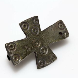 Very Rare Byzantine Silver Cross Fibula Brooch Circa 500 - 700 Ad