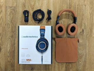 Audio Technica ATH - M50X Limited Edition Blue/Tan Rare Studio Monitor headphones 3