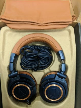 Audio Technica ATH - M50X Limited Edition Blue/Tan Rare Studio Monitor headphones 5