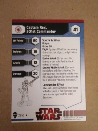 Star Wars Miniatures Galaxy At War Captain Rex,  501st Commander Rare 26