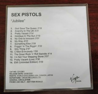 Sex Pistols Jubilee Rare Promo Cd Lp