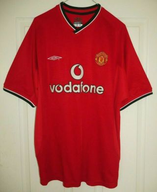 Vintage Manchester United Home Football Shirt 2000 - 02 Mens Large Rare Umbro