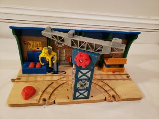 Thomas Wooden Railway Rare Repair And Go Station Sodor Steamworks Learning Curve