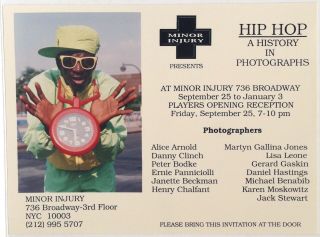 Minor Injury Hip Hop: A History In Photographs Rare 1992 5x7 Photo Invitation
