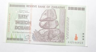 Rare 2008 50 Trillion Dollar - Zimbabwe - Uncirculated Note - 100 Series 304