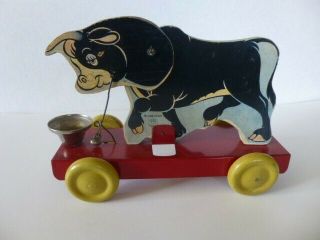 1938 Ferdinand The Bull Pull Toy By N N Hill Brass Co.  - W.  D.  Ent.  Rare
