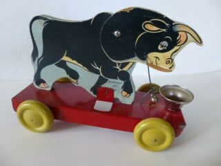 1938 FERDINAND THE BULL pull toy by N N HILL BRASS CO.  - W.  D.  ENT.  RARE 2