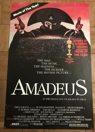 Vintage Rare Amadeus Video Release Poster One Sheet (1984) 27 X 41