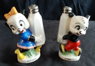 Vintage 1958 Disney Salt And Pepper Andy Panda And Miranda Walter Lantz Rare