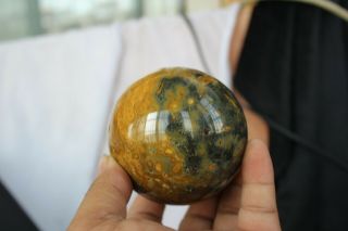 654g Natural Rare Plants Agate Geode Crystal Sphere Ball Healing