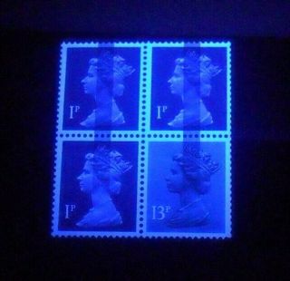 Rare Machin Error Very Short Phosphor Bsnd On 1p & 13p Booklet Stamps